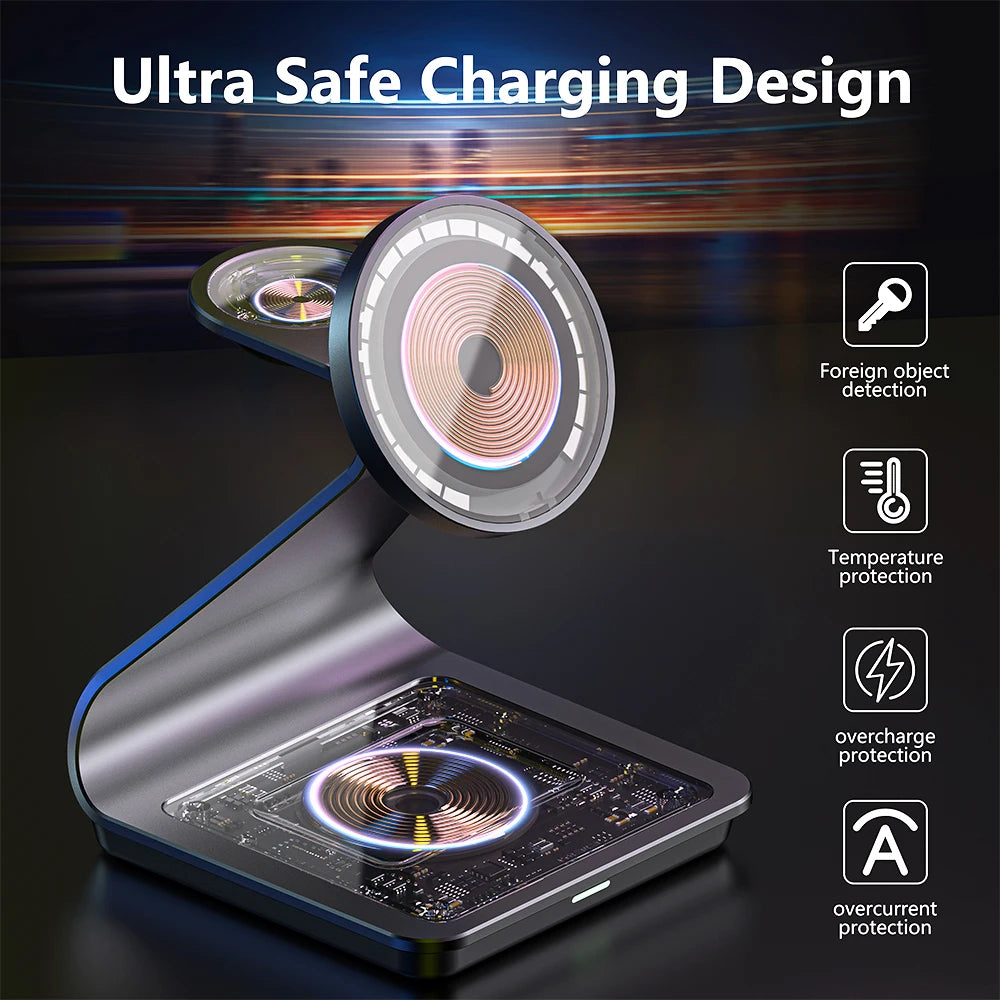 Bonola Magnetic 3 in 1 Wireless Charger Station for Samsung S24