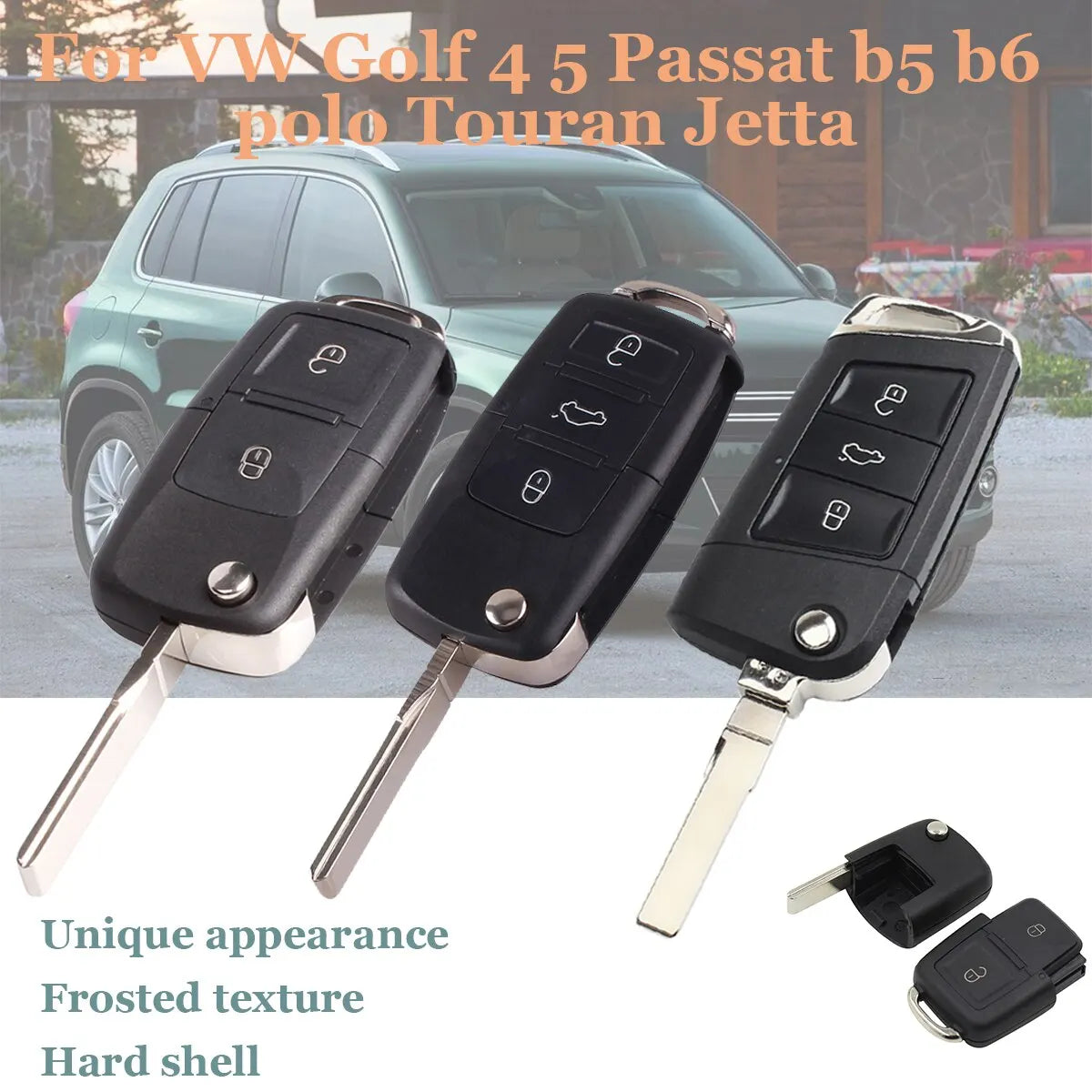 Modified 3 Buttons Remote Flip Folding Car Key Shell Case For VW Golf