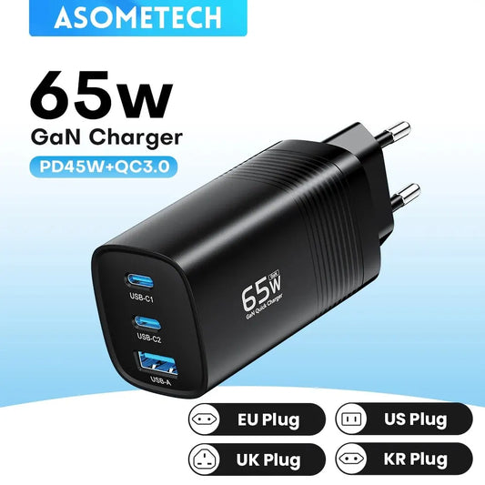 ASOMETECH GaN USB Type C Charger 65W 45W PPS PD QC4.0 Quick Charger