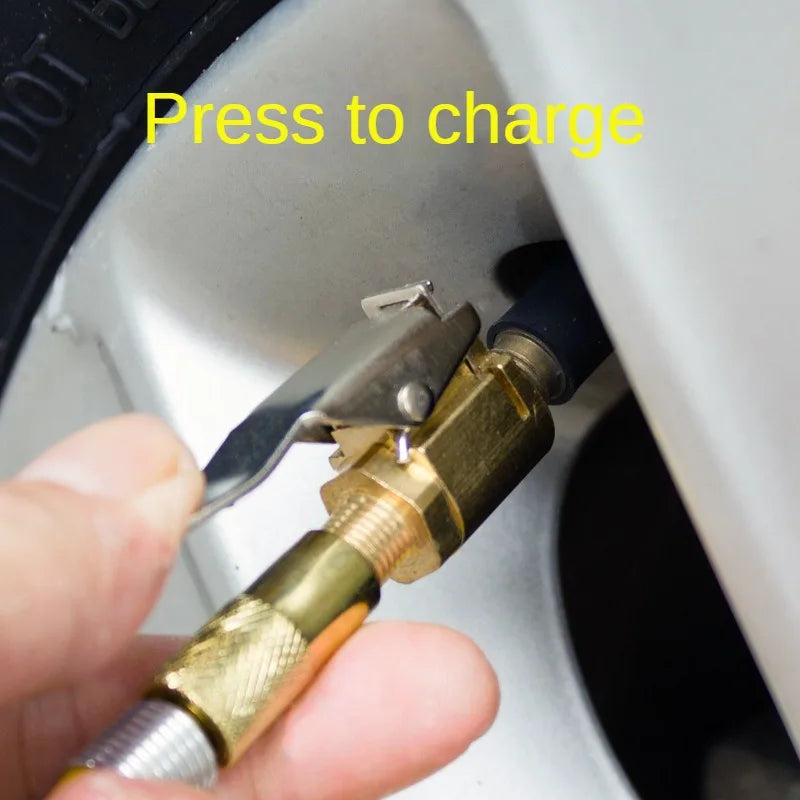 Car Tire Air Chuck Inflator Pump Valve Connector Clip-on Adapter Brass