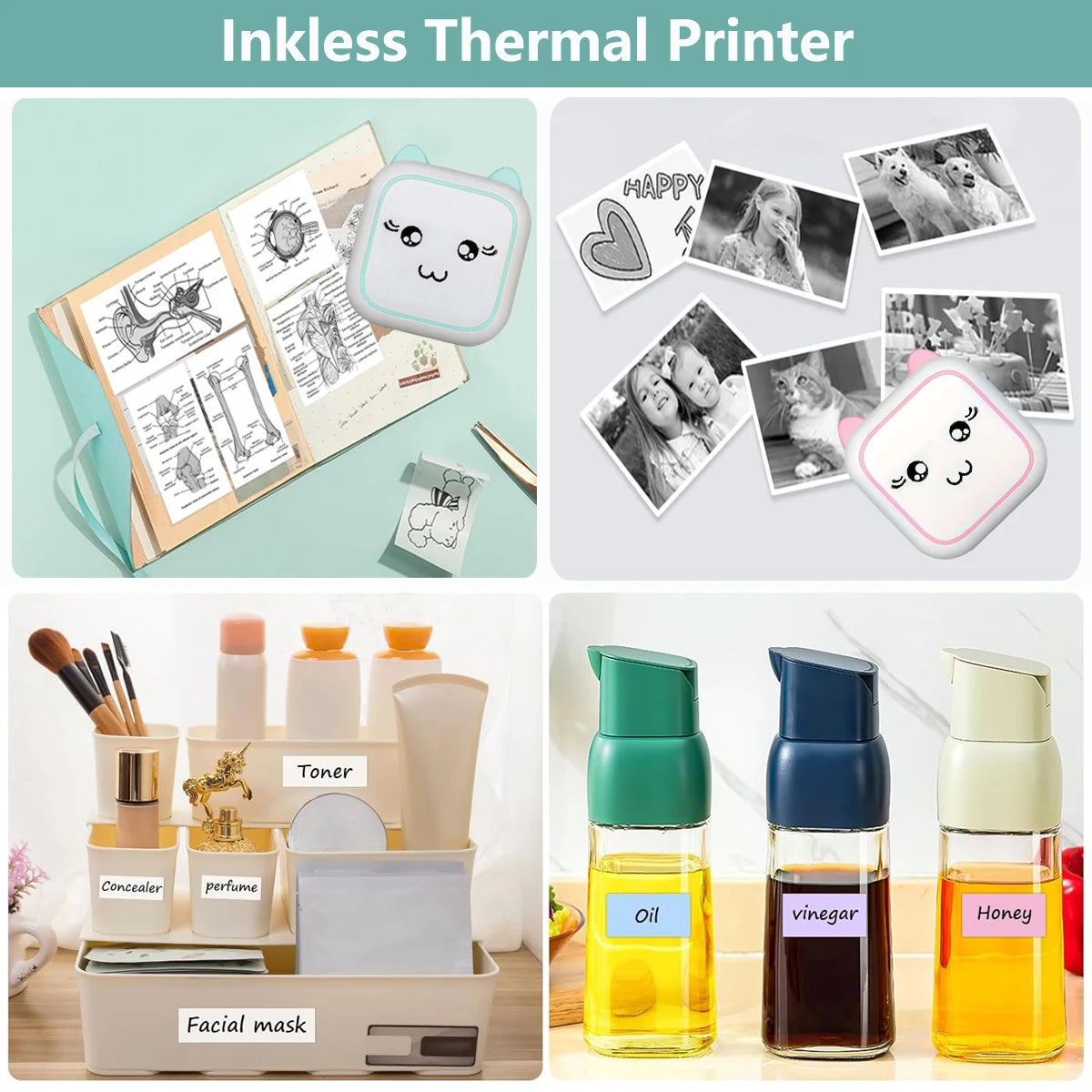 Portable Mini Printer， Wireless Photo Printer ，Ink-Free Thermal