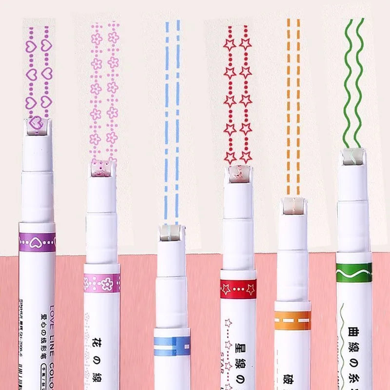 Lace outline pen, curved line pen, fluorescent highlighter, roller