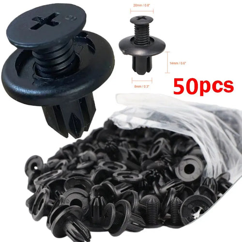 5/100pcs 8mm Plastic Rivets Fasteners Screw Car Bumper Fender Black
