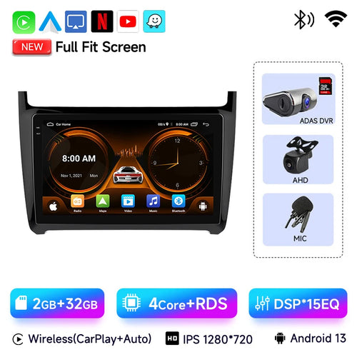 JIUYIN AI Voice Android 13 Auto Radio For VW Volkswagen POLO 5 sedan