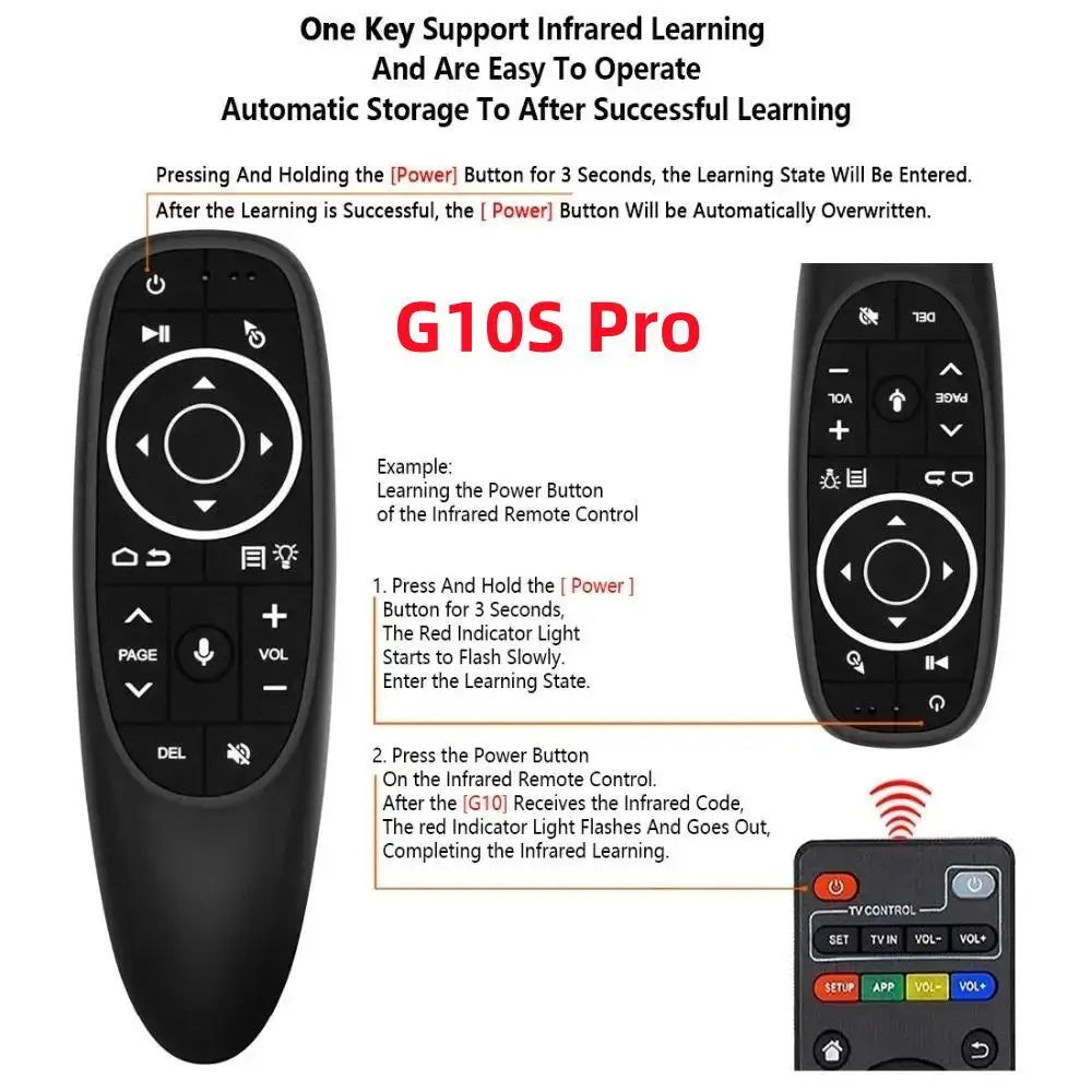 G10S Pro BT Air Mouse 2.4G Wireless Gyroscope Smart Remote Control