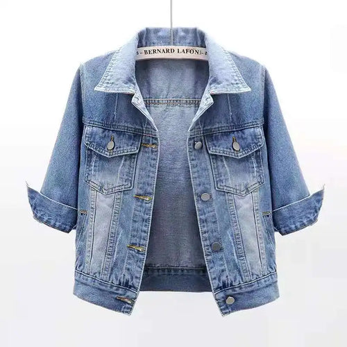 Women Denim Jacket Spring Autumn Short Coat Pink Jean Jackets Casual
