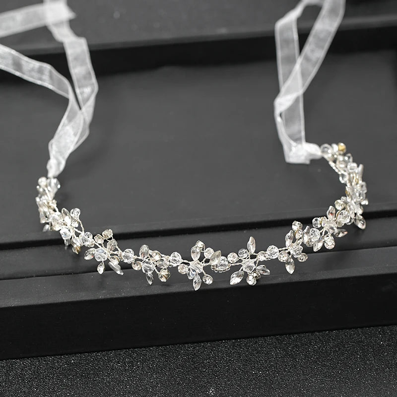 Handmade Silver Color Women Bridal Headbands Crystal Rhinestone