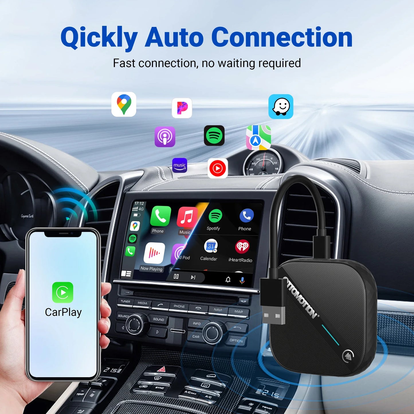 OTTOMOTION 5.0 Wireless CarPlay Android Auto Adapter Wireless Box for