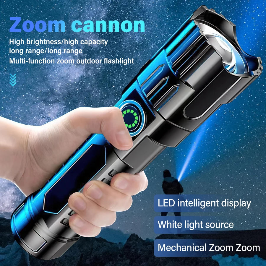 Super Power Flashlight USB Rechargeable Built in battery Telescopic