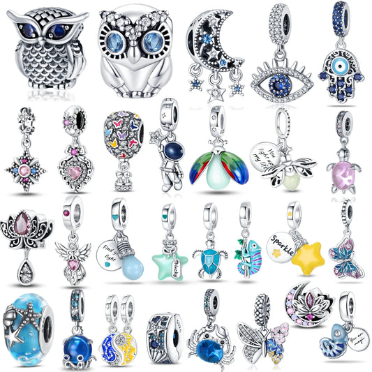 Sterling Silver 925 Devil Eye Charm Owl Miracle Beads Suitable for