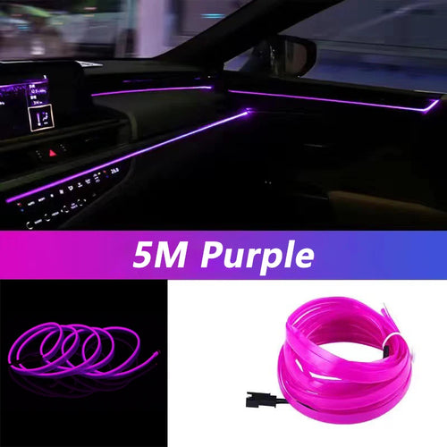 5M Car Interior Led Strip Light Neon EL Wiring Decorative Lamp For