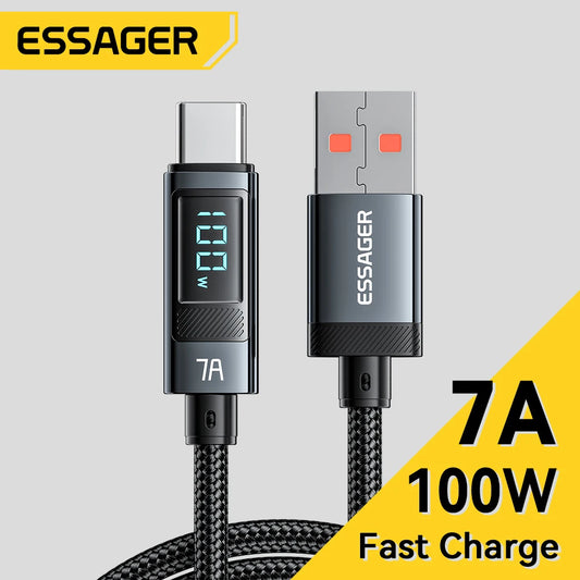 Essager 7A USB Type C Cable 100W USB C Charger Data For Realme Huawei