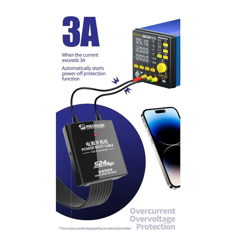 MECHANIC S24 Max Power Supply Test Cable for iPhone 5S-15Pro Max And
