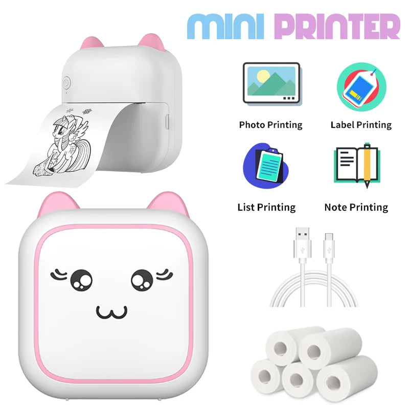 Portable Mini Wireless Photo Printer 200dpi Ink-Free Thermal Printing