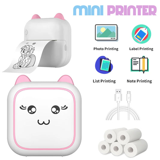 Portable Mini Wireless Photo Printer 200dpi Ink-Free Thermal Printing