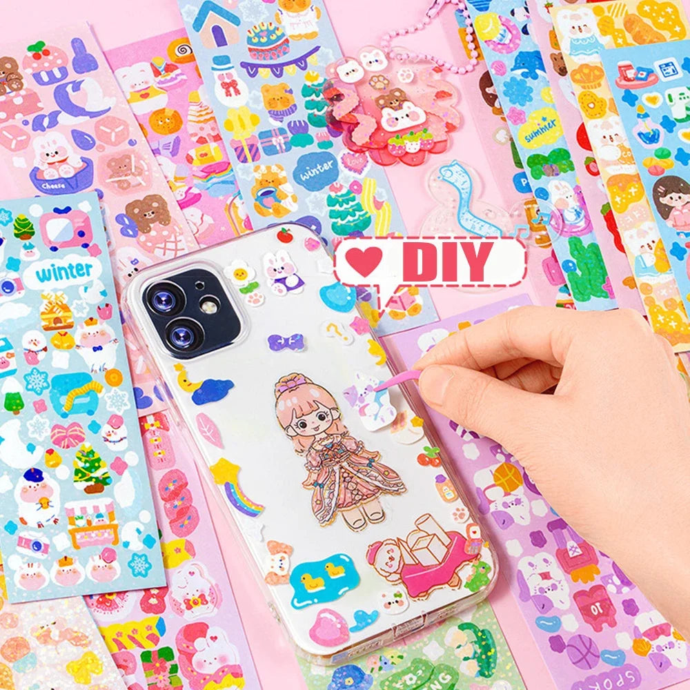 100/200 PCS Cute Stickers Kawaii Cartoon Laser Sticker for Kid Sticker