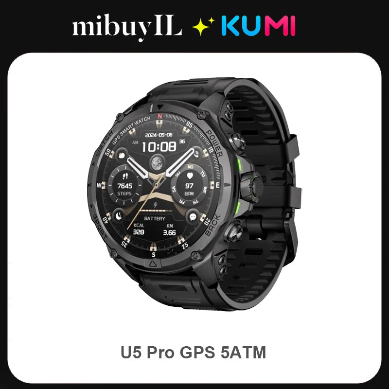 Original KUMI U5 PRO GPS 5ATM 1.43″ AMOLED Bluetooth 5.3 Call Heart