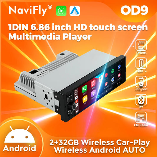 Navifly 2G+32G Universal 1 Din Android 6.86 Inch HD Touch Screen
