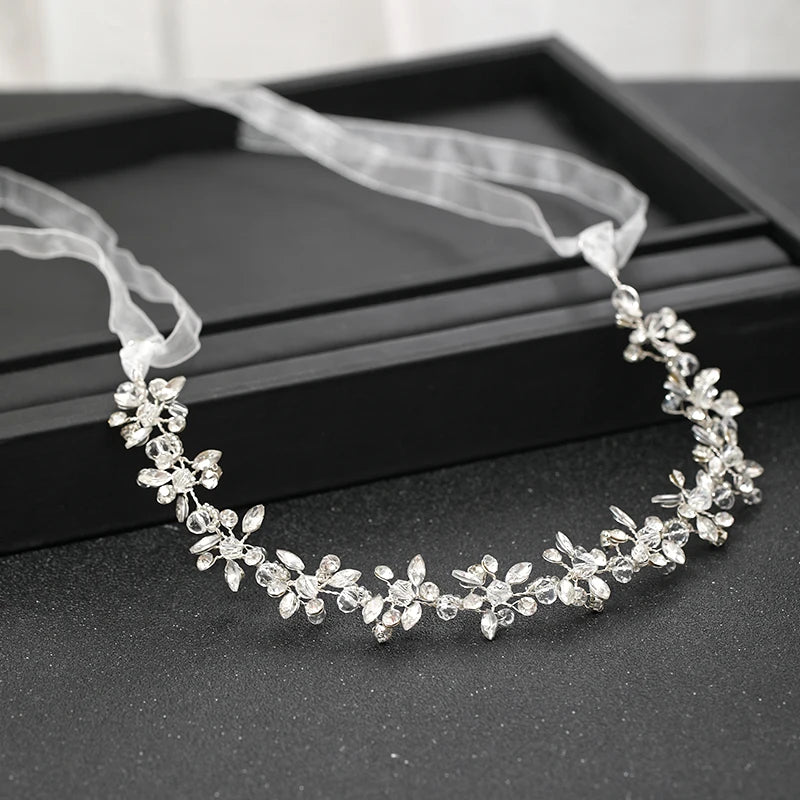 Handmade Silver Color Women Bridal Headbands Crystal Rhinestone