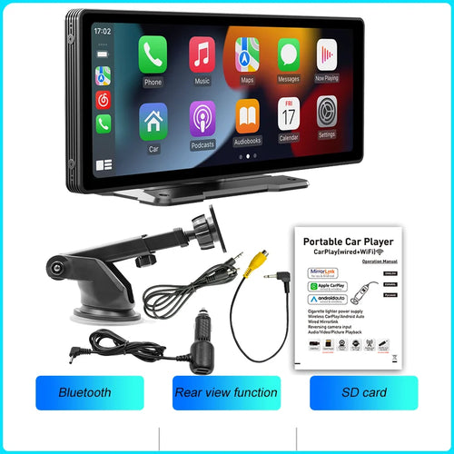 BQCC 10.26 Inch Portable Wireless Carplay Screen HD Rear Reversing