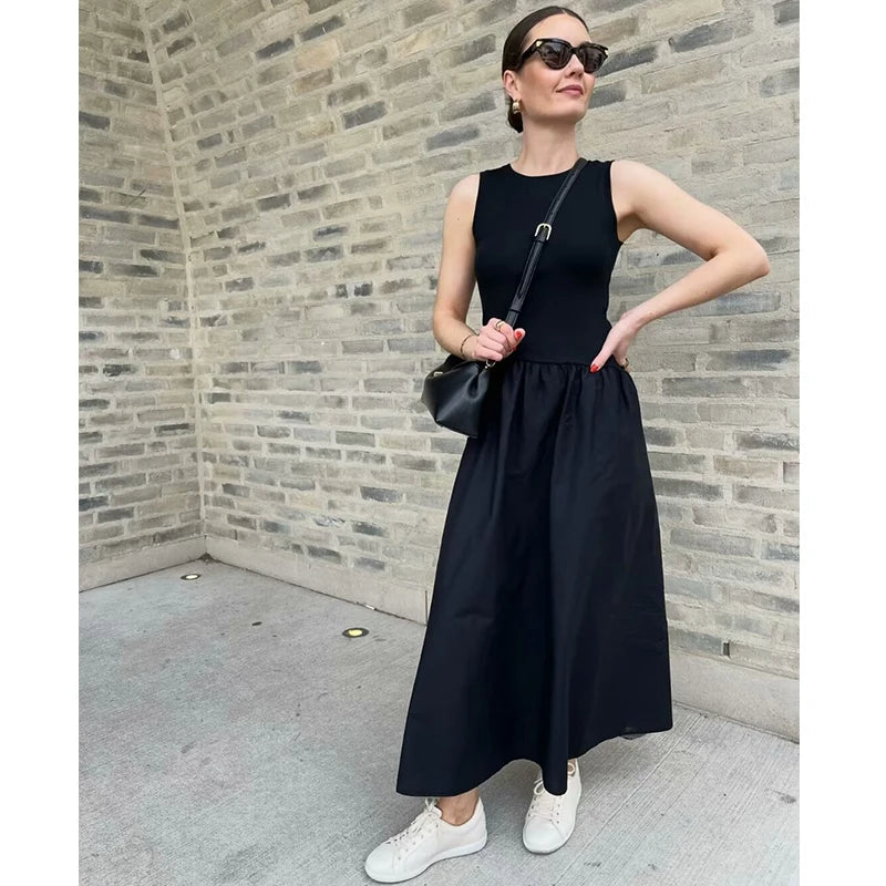 TRAF Dresses Summer Women's 2024 New Chic Slim Simple Elegant Holiday