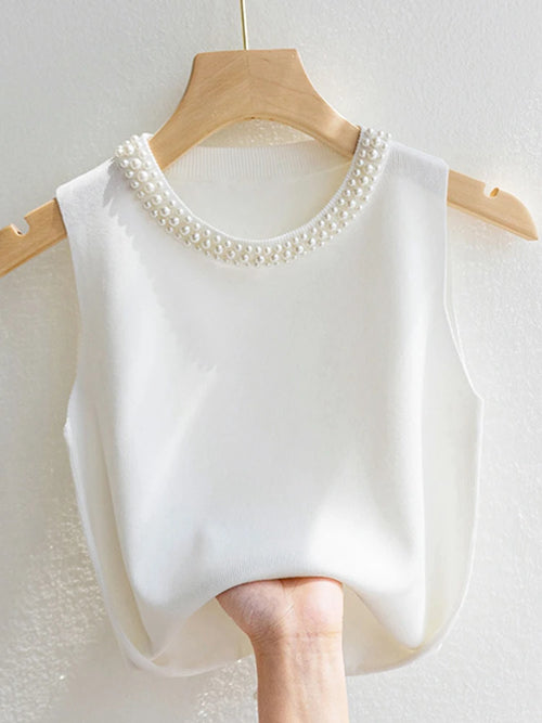 Korea Knitted Vests Women Top Solid Tank Blusas Mujer De Moda Summer