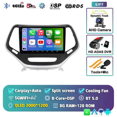 Android 14 Carplay Auto WIFI+4G Car Radio For Jeep Cherokee 5