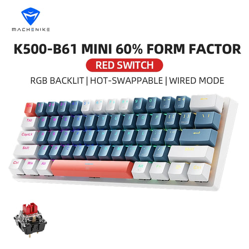 Machenike K500-B61 Mini Mechanical Keybaord 60% Form Factor 61Keys