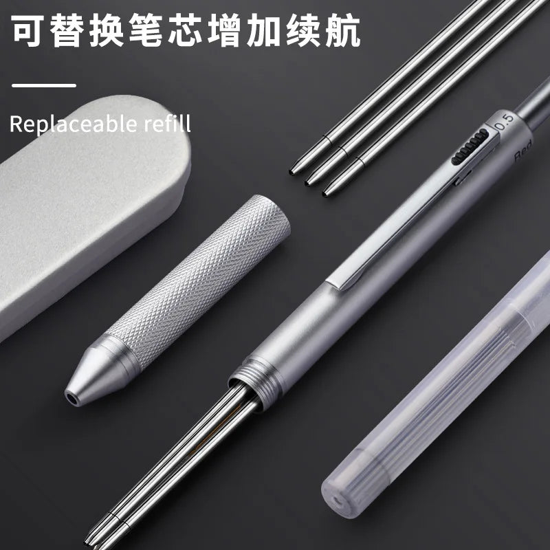 4 In 1 Multifunction Luxury Pen, 0.7mm 3 Color Ballpoint 0.5mm