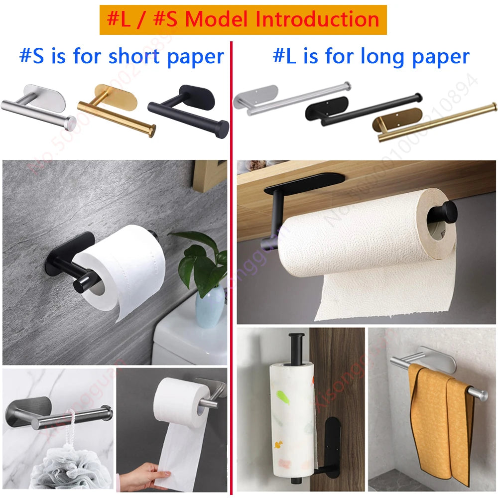 1/2PCS Kitchen Paper Towel Holder Toilet Paper Holder Adhesive Tissue