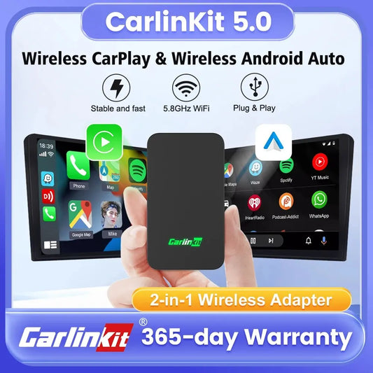 CarlinKit 5.0 Wireless CarPlay Android Auto Adapter 3 in 1 Wireless