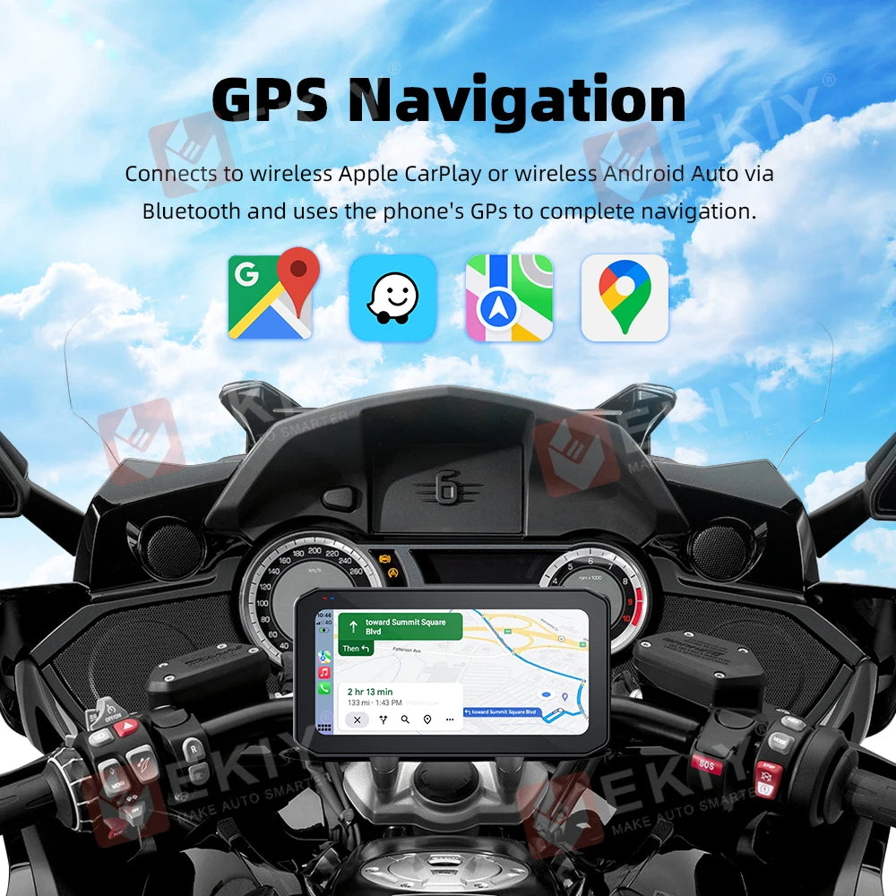 EKIY 6.25 inch Motorcycle Navigation CarPlay Camera Linux IP65