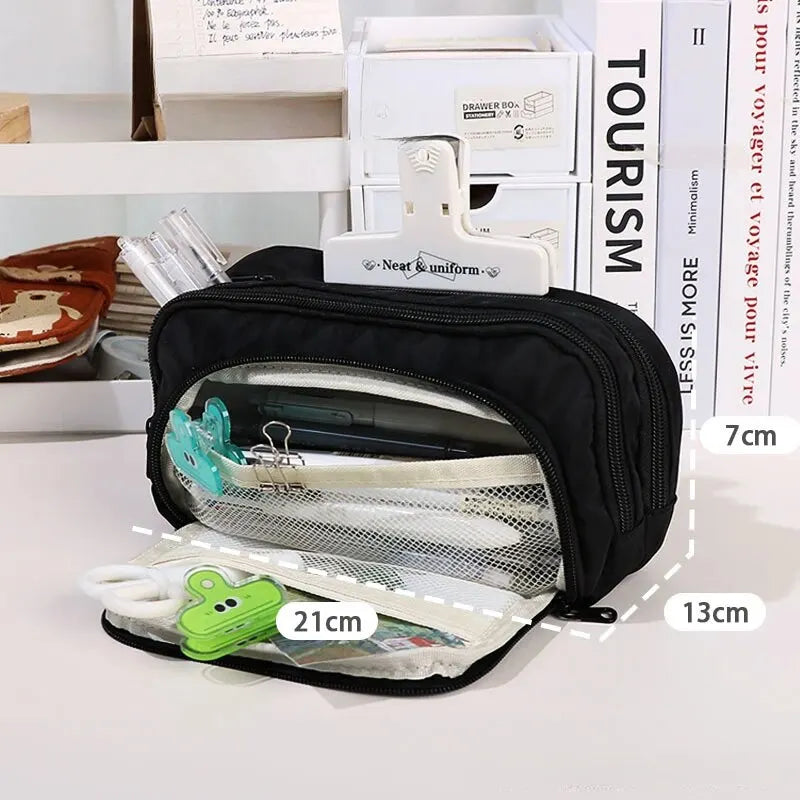 1pc Stationery Bag Pencil Case Large Capacity Pen Case Stationery Box