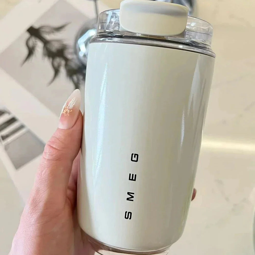 1PCS Tumbler Thermos Cup Milky White Coffee Mug Car Insulated Water