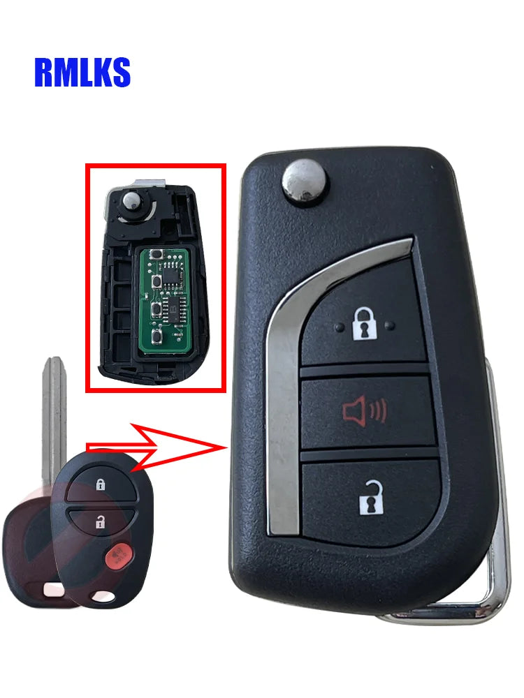 3 Button Flip Key New Style GQ43VT20T 4D67/G/H Chip For Toyota