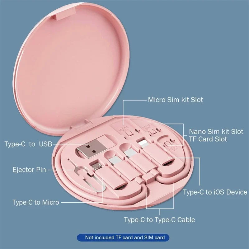 60W Multi Type-C To USB C To Micro USB To Lighting Fast Charging Phone