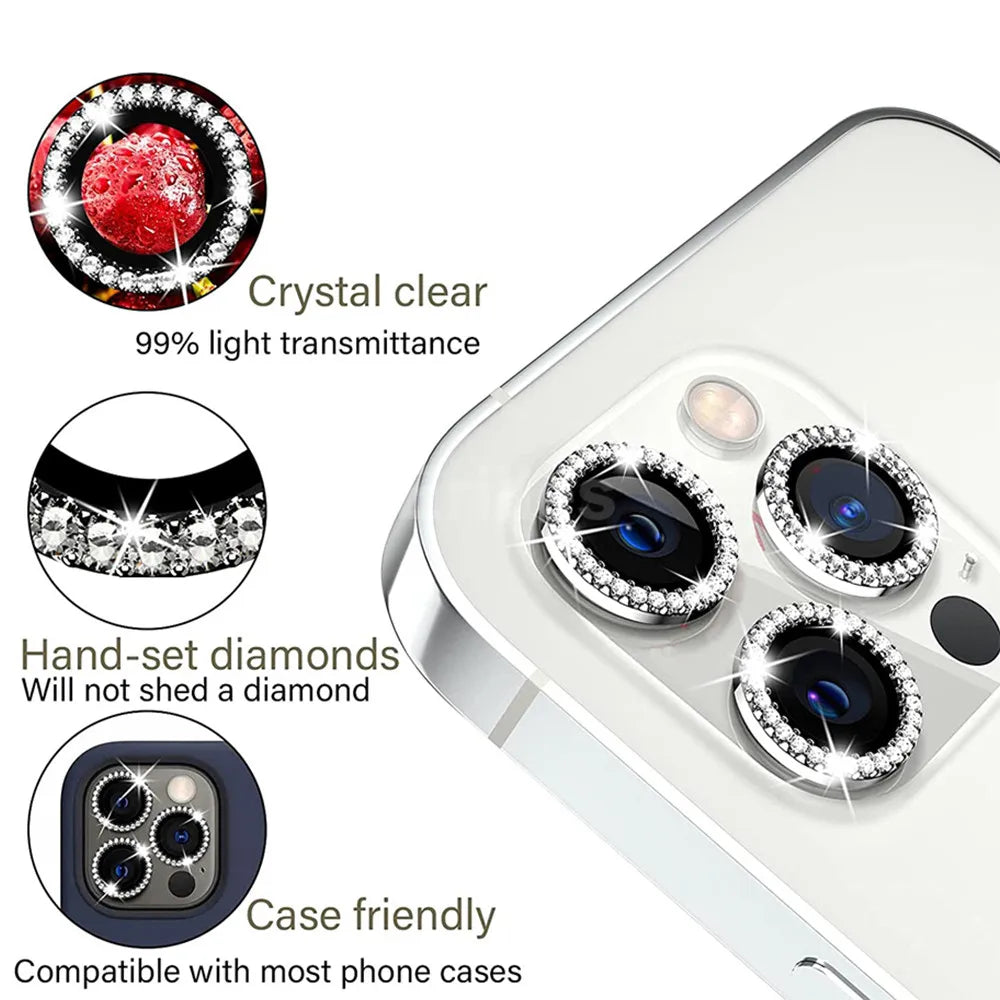 9D Diamond Camera Protector For Iphone 16 Pro Max Camera Tempered