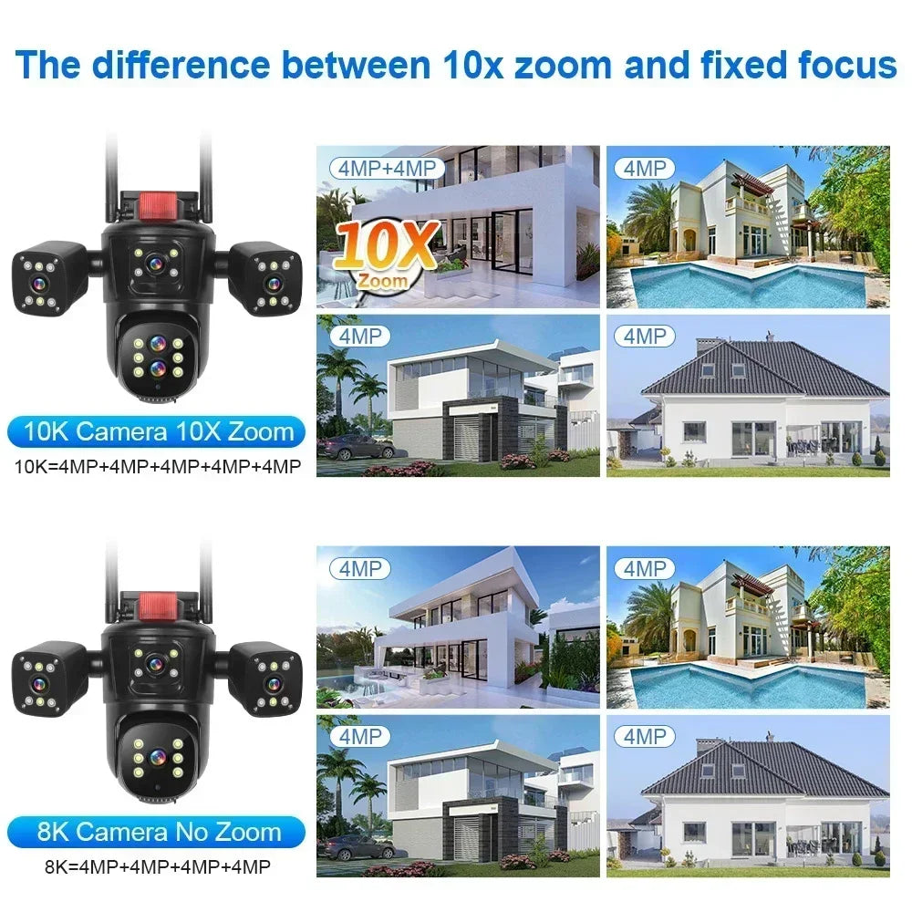 20MP WiFi Network Camera 10K Wireless Outdoor 10X Zoom Four Screen