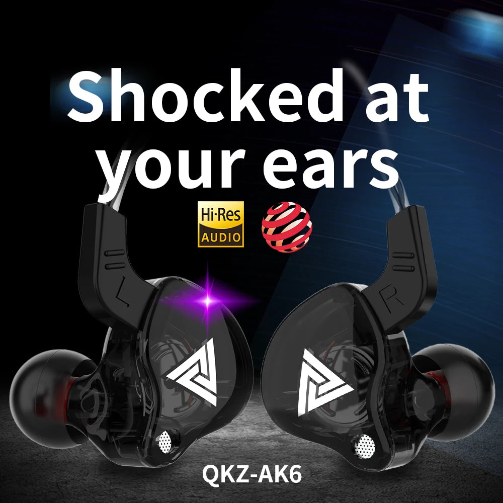 Original QKZ AK6 Copper Driver HiFi Wired Earphone Race Sport