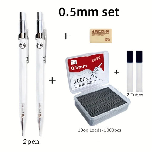 Transparent Mechanical Pencils 0.5 0.7 0.9mm with Lead 2B 60mm Art