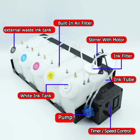 DTG DTF White Ink Circulation CISS System 1500ML For i3200 i1600