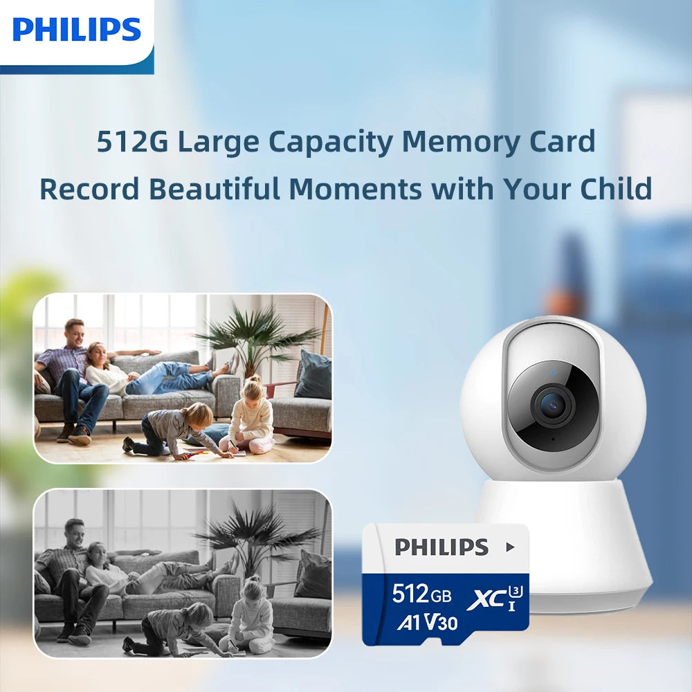 PHILIPS Memory Card 512GB 256GB 128GB 64GB 32GB U3 V30 4K Full HD
