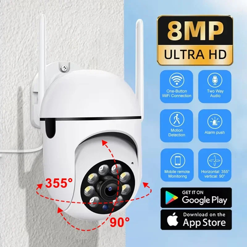 8MP Wifi IP Camera 8X Digital Zoom AI Human Tracking Surveillance