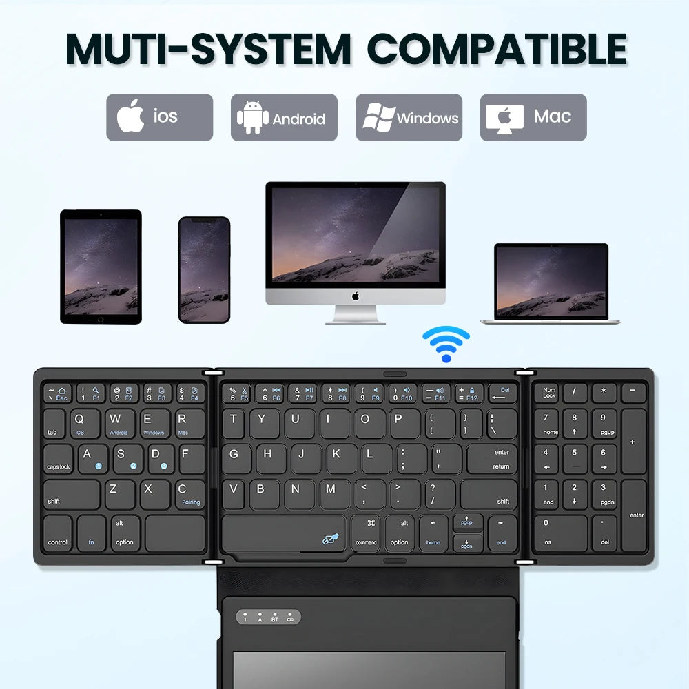 AVATTO Portable Quadruple Folding Wireless Bluetooth keyboard with
