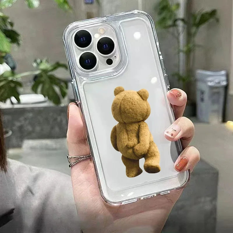 Teddy Bear Couple Cartoon Phone Case For iPhone 15 14 13 12 11 Pro Max