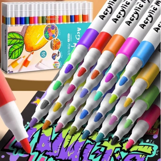 12-80 Colores Set Acrylic Paint Art Marker Pen Rock Painting for Kids