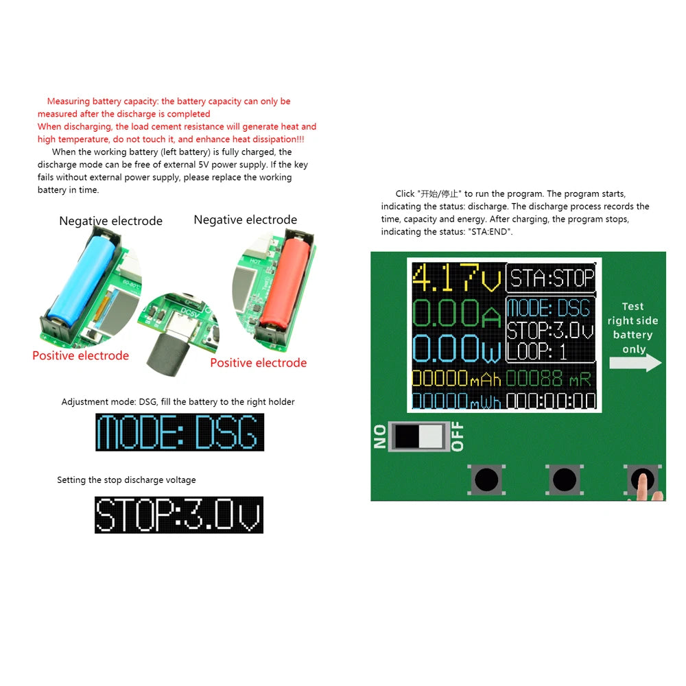 18650 Lithium Battery Capacity Tester MAh MWh Capacity Division