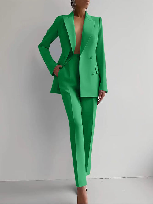 2024 Casual Long Sleeve Suit Set Office Lady Solid Elegant Slim Spring