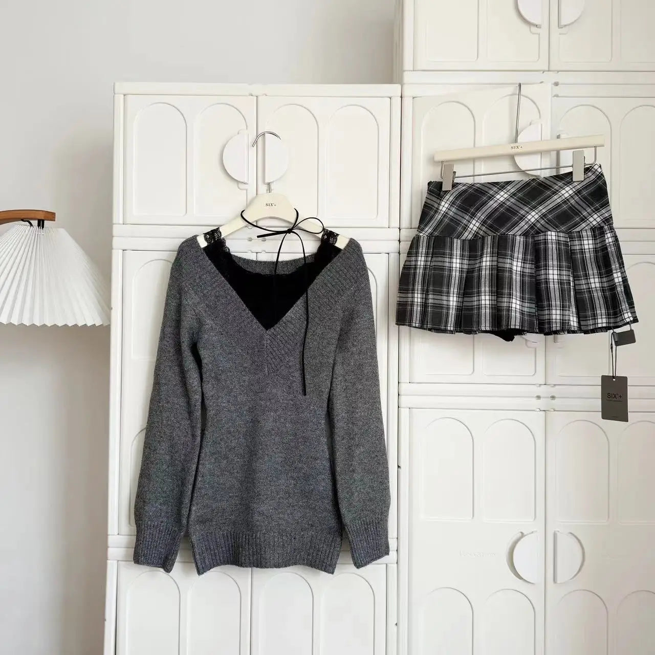 Autumn Winter Woman Gyaru Coquette V-neck French Vintage Sweater Long