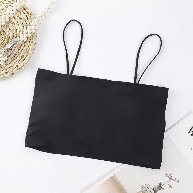 Women Crop Top Sexy Bra Seamless Tank Tops 2023 Summer Female White